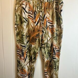 Soho Tropical Print women’s pants - Green, Orange, Brown size XL